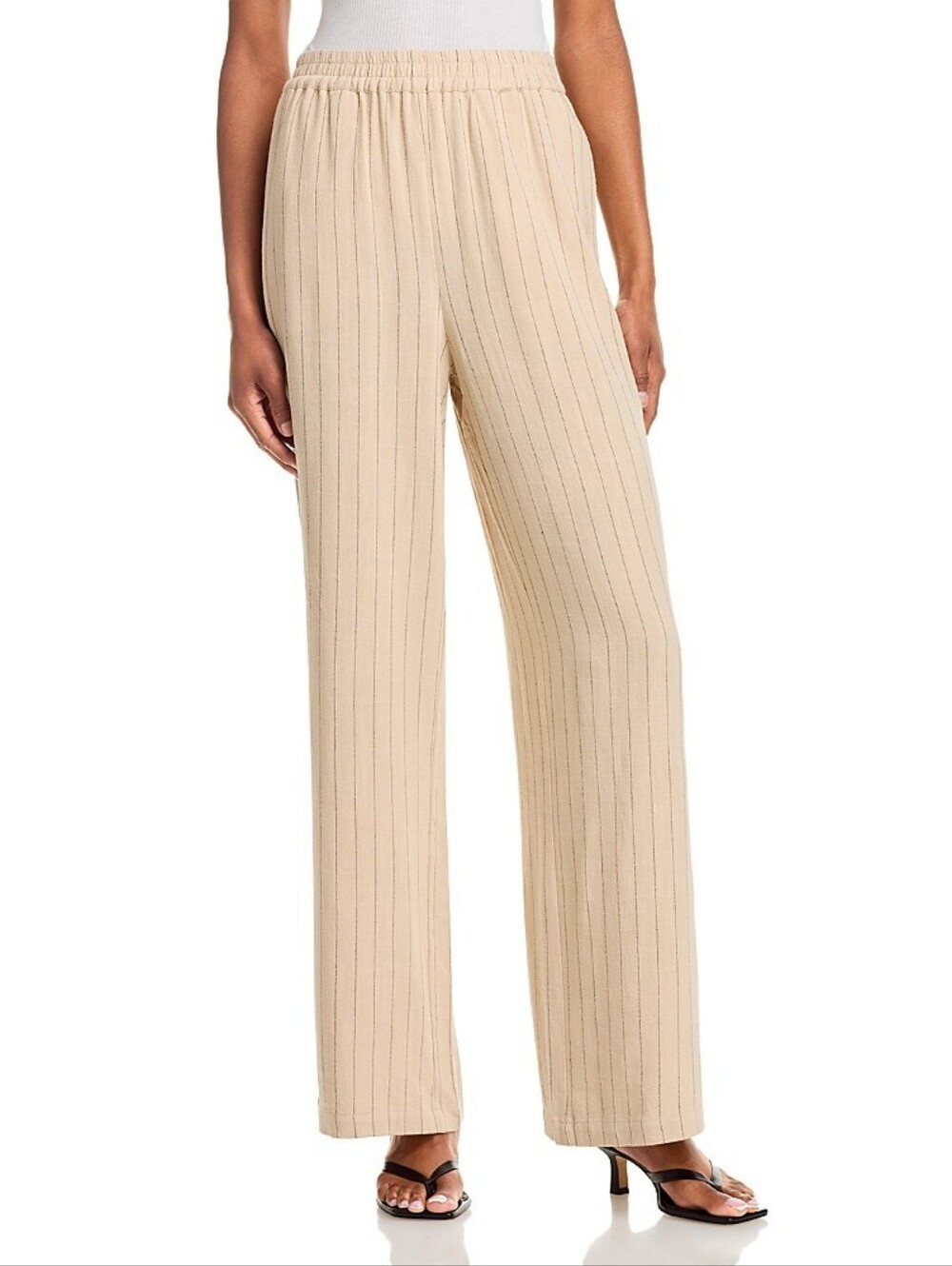 Steve Madden Venetia Striped Pull-On Pants Oatmeal Medium New